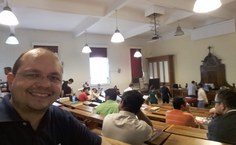 Márcio Nunes na sala de aula da Pontifícia Universidade Gregoriana