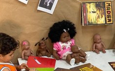 Crianças do maternal durante atividade do projeto