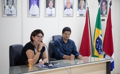 Vice-reitora Eliane Cavalcanti e o pró-reitor de Gestão Institucional, Jarman Aderico, durante a primeira oficina de 2023