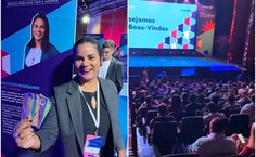 Lisania Pereira, do Instituto Mandaver, no dia da premiação