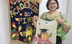 Vice-reitora Eliane confirmando presença no Bloco Acadêmicos do Pinto