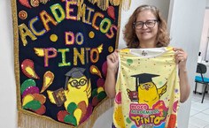 Professora Sandra, do Ichca, confirmando presença no Bloco Acadêmicos do Pinto