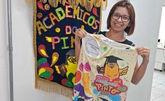 Servidora Eunice, do DAP, confirmando presença no Bloco Acadêmicos do Pinto