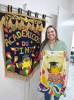 Servidora Soraya, da Progep, confirmando presença no Bloco Acadêmicos do Pinto
