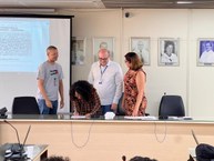 Francielly Silva e Danilo Cândido assinaram o termo de posse durante a sessão extraordinária do Consuni