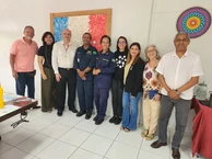 Professor Vandick, vice-reitora Eliane Cavalcanti, reitor Tonholo, capitão Garcia, tenente São Pedro,  professora Luana, pró-reitora Iraildes, professora Nídia e professor Edson Bento