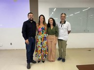 Edeíldo Ferreira, coordenador do PPGQB; Ana Catarina Rezende, orientadora; Maiara Queiroz, mestra pela Ufal e Marcus Fernandes, avaliador externo do Rio de Janeiro