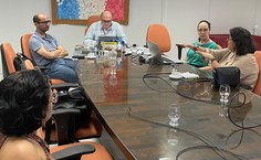 Reuniao no gabinete do reitor Tonholo para apresentação do novo projeto do Bosque da Vida