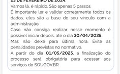 Aviso que aparece quando abre o Sougov