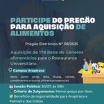 Ufal abre pregão eletrônico para compra de alimentos dos Restaurante Universitários