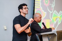 O coordenador do curso da Ufal, professor Humberto Meira, no café de lançamento da Bienal do Livro de Alagoas