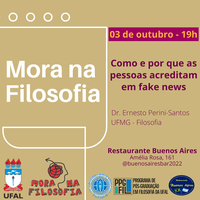 Projeto Mora na Filosofia promove evento sobre fake news