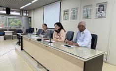 Diretora em exercício do DAP, Elama Santos, vice-reitora no exercício da Reitoria, Eliane Cavalcanti, e pró-reitor de Gestão de Pessoas, Wellington Pereira