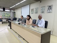 Diretora em exercício do DAP, Elama Santos, vice-reitora no exercício da Reitoria, Eliane Cavalcanti, e pró-reitor de Gestão de Pessoas, Wellington Pereira