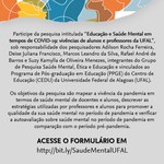 Pesquisa do Cedu vai avaliar saúde mental de alunos e docentes da Ufal