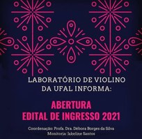 Projeto Laboratório de Violino a Ufal lança edital para turma 2021