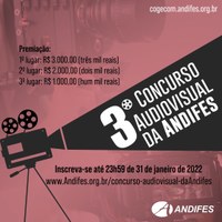 Em sua terceira edição, concurso de Audiovisual da Andifes inscreve até dia 31