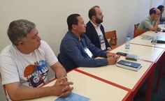 Maestro Severino Sérgio de Moura, da Paraíba, Marcos Moreira, coordenador-geral do Femupe, e o secretário de Turismo de Penedo, Jair Galvão