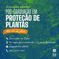 Inscrições para mestrado e doutorado em Proteção das plantas segue até dia 10