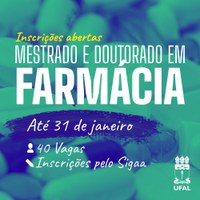 Ufal abre 40 vagas para cursos de mestrado e doutorado em Farmácia