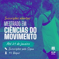 Ufal oferta 15 vagas para curso de mestrado em Ciências do Movimento