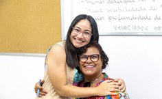 As animadoras Priscilla Calumbi e Andréa Paiva