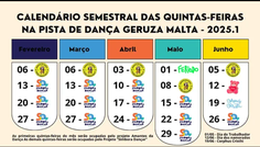 Calendário das aulas