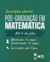 Pós-graduação em Matemática recebe inscrição para Mestrado e Doutorado Pós-graduação em Matemática recebe inscrição para Mestrado e Doutorado