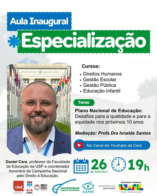 Aula Inaugural dos cursos de especialização UAB Ufal