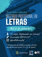Mestrado profissional em Letras abre seleção para 12 vagas na Ufal