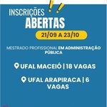 Ufal oferta 24 vagas para mestrado profissional em Administração Pública