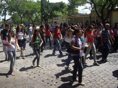 Manifestação dos alunos de Palmeira no campus Maceió