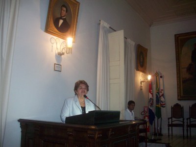 reitora em palestra no Insitituto Histórico