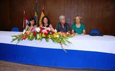 Os professores da Casa de Cultura Luciana Costa, Estela Rosa, Arturo Galván e Eugênia Câmara na solenidade
