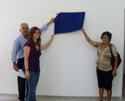 Professores Eurico Lôbo, Aline Barboza e Maria lúcia participam da inauguração