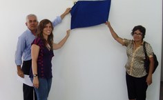 Professores Eurico Lôbo, Aline Barboza e Maria lúcia participam da inauguração