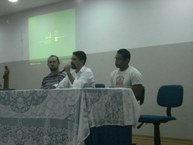Professores Rafael e Clébio, e mestre Bentinho, organizadores do evento