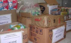 Parte das doações arrecadadas