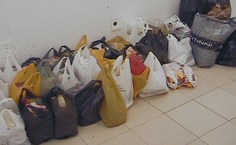 Alimentos doados pelos alunos