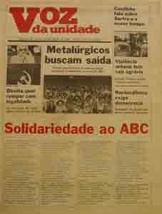 A Voz da Unidade é um jornal histórico para os militantes da esquerda A Voz da Unidade é um jornal histórico para os militantes da esquerda