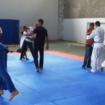 Pessoas com deficiência visual praticam judô no campus