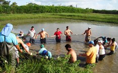 Estudantes participaram da despesca de animais que foram utilizados nas atividades no Ceraqua