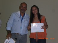 Andréa Marques, aprovada para o Mestrado em Nutrição da UFPE, recebendo o certificado de Excelência Acadêmica - Pibic em 2009