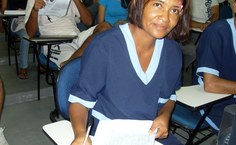 Alda Felix no dia da matrícula no curso em Geografia