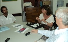 Diretor do MTB, Wagner Chaves, Profª Maria Luísa Garcia e o Prof. Eugênio Araújo da Casa-Museu Abel Salazar