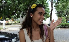 Marcela Sampaio, feliz com o inicio do curso de Farmácia