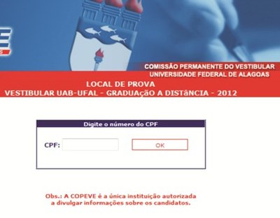 Para obter o cartão de inscrição, basta digitar o número do CPF e clicar ok