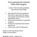 Ufal e Sesc oferecem curso de Leitura e Expressão Corporal