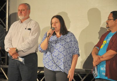 Rachel Rocha, Pedro Nelson e Sérgio Onofre durante abertura do festival