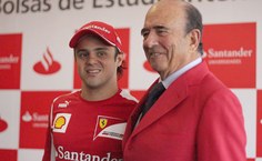 O piloto Felipe Massa e o presidente mundial do Santander, Emílio Botin
